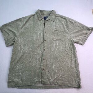 Caribbean Joe - 100% Silk Sage Green Bermuda Button Up Shirt - Men’s - XXL